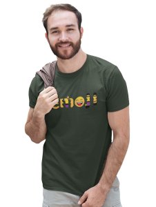 Emoji Pattern in Alphabets Printed T-shirt (Green) - Clothes for Emoji Lovers - Suitable for Fun Events - Foremost Gifting Material for Your Friends and Close Ones