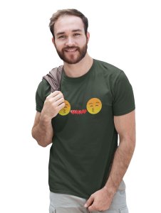 Couples Showing Flying Kiss Emoji T-shirt (Green) - Clothes for Emoji Lovers -Foremost Gifting Material for Your Friends and Close Ones