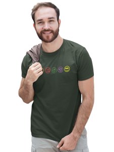 Five Colour Shaded Shapes Emojis T-shirt (Green) - Clothes for Emoji Lovers -Foremost Gifting Material for Your Friends and Close Ones