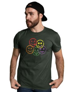 Scribbled Five different Emojis T-shirt (Green) - Clothes for Emoji Lovers -Foremost Gifting Material for Your Friends and Close Ones