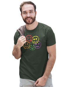 Scribbled Five different Emojis T-shirt (Green) - Clothes for Emoji Lovers -Foremost Gifting Material for Your Friends and Close Ones