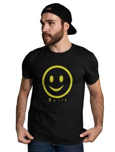 Simple Smile -Yellowish Outline Printed T-shirt - Clothes for Emoji Lovers - Suitable for Fun Events - Foremost Gifting Material for Your Friends and Close Ones