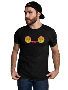 Couples Showing Flying Kiss Emoji T-shirt - Clothes for Emoji Lovers - Suitable for Fun Events - Foremost Gifting Material for Your Friends and Close Ones