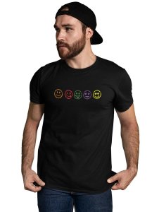 Five Colour Shaded Shapes With Glasses Emojis T-shirt - Clothes for Emoji Lovers - Suitable for Fun Events - Foremost Gifting Material for Your Friends and Close Ones