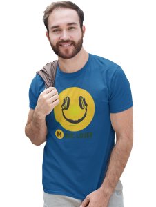 Smile with a Headphone Blend T-shirt (Blue) - Clothes for Emoji Lovers - Suitable for Fun Events - Foremost Gifting Material for Your Friends and Close Ones