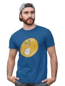 Naughty Smiling Emoji Blend T-shirt (Blue) - Clothes for Emoji Lovers - Suitable for Fun Events - Foremost Gifting Material for Your Friends and Close Ones