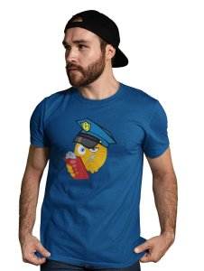 Please be Aware, Police is Here Emoji T-shirt (Blue) - Clothes for Emoji Lovers - Suitable for Fun Events - Foremost Gifting Material for Your Friends and Close Ones