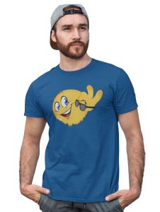 Happy Emoji removing glasses T-shirt (Blue) - Clothes for Emoji Lovers - Suitable for Fun Events - Foremost Gifting Material for Your Friends and Close Ones