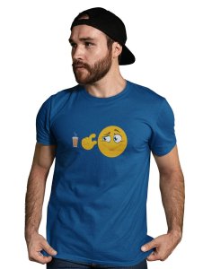 A Cup of Tea for Me Printed T-shirt (Blue) - Clothes for Emoji Lovers - Suitable for Fun Events - Foremost Gifting Material for Your Friends and Close Ones