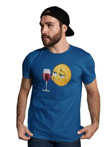 Whisky is Risky Emoji T-shirt (Blue) - Clothes for Emoji Lovers - Suitable for Fun Events - Foremost Gifting Material for Your Friends and Close Ones