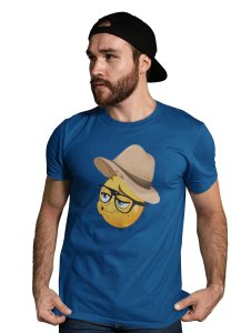 Pouting Emoji with Hat Printed T-shirt (Blue) - Clothes for Emoji Lovers - Suitable for Fun Events - Foremost Gifting Material for Your Friends and Close Ones