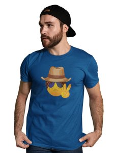 Say Cheese Printed Emoji T-shirt (Blue) - Clothes for Emoji Lovers - Suitable for Fun Events - Foremost Gifting Material for Your Friends and Close Ones