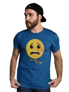 Confused Emoji Printed T-shirt (Blue) - Clothes for Emoji Lovers - Suitable for Fun Events - Foremost Gifting Material for Your Friends and Close Ones