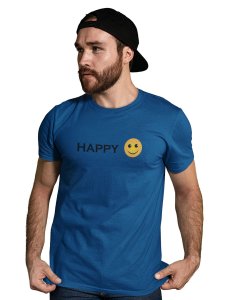 Written Happy Text with Emoji T-shirt - Clothes for Emoji Lovers - Suitable for Fun Events - Foremost Gifting Material for Your Friends and Close Ones