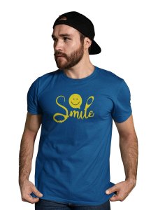 Smile Please Emoji Printed T-shirt (Blue) - Clothes for Emoji Lovers - Suitable for Fun Events - Foremost Gifting Material for Your Friends and Close Ones