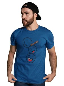 Triplets White Faced Emojis T-shirt (Blue) - Clothes for Emoji Lovers - Suitable for Fun Events - Foremost Gifting Material for Your Friends and Close Ones