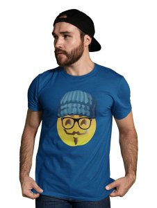 Moustaque Face Emoji T-shirt (Blue) - Clothes for Emoji Lovers - Suitable for Fun Events - Foremost Gifting Material for Your Friends and Close Ones