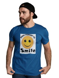 Don't Forget to Smile Emoji T-shirt (Blue) - Clothes for Emoji Lovers - Suitable for Fun Events - Foremost Gifting Material for Your Friends and Close Ones
