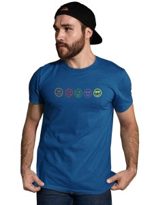 Five Colour Shaded Shapes Emojis T-shirt (Blue) - Clothes for Emoji Lovers - Suitable for Fun Events - Foremost Gifting Material for Your Friends and Close Ones