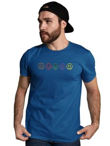 Five Colour Shaded Shapes Emojis T-shirt (Blue) - Clothes for Emoji Lovers - Suitable for Fun Events - Foremost Gifting Material for Your Friends and Close Ones
