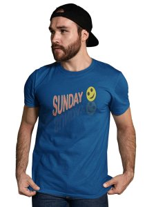 Sunday Funday Emoji T-shirt (Blue) - Clothes for Emoji Lovers - Suitable for Fun Events - Foremost Gifting Material for Your Friends and Close Ones