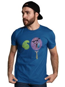 Strong Man in Violet Emoji T-shirt (Blue) - Clothes for Emoji Lovers - Suitable for Fun Events - Foremost Gifting Material for Your Friends and Close Ones