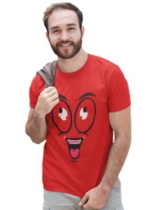 Looking Up Emoji T-shirt (Red) - Clothes for Emoji Lovers - Foremost Gifting Material for Your Friends and Close Ones