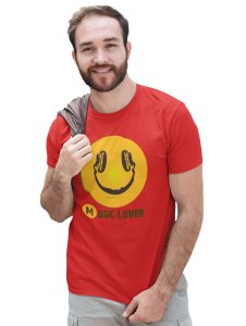 Smile with a Headphone Blend T-shirt (Red) - Clothes for Emoji Lovers - Foremost Gifting Material for Your Friends and Close Ones