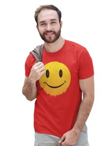Faded Smile Emoji T-shirt (Red) - Clothes for Emoji Lovers - Foremost Gifting Material for Your Friends and Close Ones
