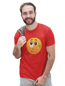 Remembering Music with an Emotional Face Emoji T-shirt (Red) - Clothes for Emoji Lovers - Foremost Gifting Material for Your Friends and Close Ones