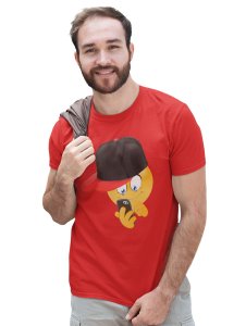Holding a Mobile Emoji T-shirt (Red) - Clothes for Emoji Lovers - Foremost Gifting Material for Your Friends and Close Ones