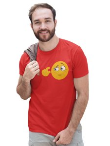A Cup of Tea for Me Printed T-shirt (Red) - Clothes for Emoji Lovers - Foremost Gifting Material for Your Friends and Close Ones