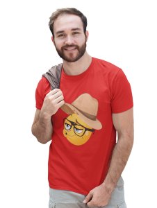 Pouting Emoji with Hat Printed T-shirt (Red) - Clothes for Emoji Lovers - Foremost Gifting Material for Your Friends and Close Ones