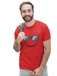 Cool Glasses, Frecky Smile Emoji T-shirt (Red) - Clothes for Emoji Lovers - Foremost Gifting Material for Your Friends and Close Ones