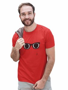 Black and White glasses Emoji Printed T-shirt (Red) - Clothes for Emoji Lovers - Foremost Gifting Material for Your Friends and Close Ones