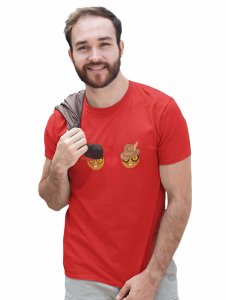 Rabbit-teeth Couple Emoji T-shirt (Red) - Clothes for Emoji Lovers - Foremost Gifting Material for Your Friends and Close Ones