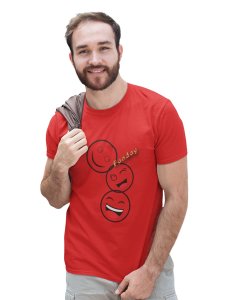 Triplets White Faced Emojis T-shirt (Red) - Clothes for Emoji Lovers - Foremost Gifting Material for Your Friends and Close Ones