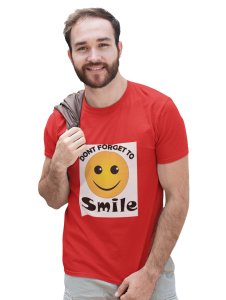 Don't Forget to Smile Emoji T-shirt (Red) - Clothes for Emoji Lovers - Foremost Gifting Material for Your Friends and Close Ones