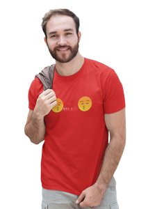 Couples Showing Flying Kiss Emoji T-shirt (Red) - Clothes for Emoji Lovers - Foremost Gifting Material for Your Friends and Close Ones