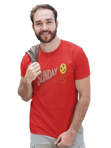 Sunday Funday Emoji T-shirt (Red) - Clothes for Emoji Lovers - Foremost Gifting Material for Your Friends and Close Ones