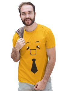 Open Mouth with a Tie Emoji T-shirt (Yellow) - Clothes for Emoji Lovers - Suitable for Fun Events - Foremost Gifting Material for Your Friends and Close Ones