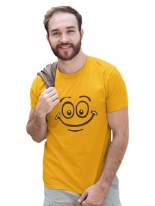 Vertical Bar Printed T-shirt (Yellow) - Clothes for Emoji Lovers - Suitable for Fun Events - Foremost Gifting Material for Your Friends and Close Ones