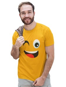 Smile with a Headphone Blend T-shirt (Yellow) - Clothes for Emoji Lovers - Suitable for Fun Events - Foremost Gifting Material for Your Friends and Close Ones