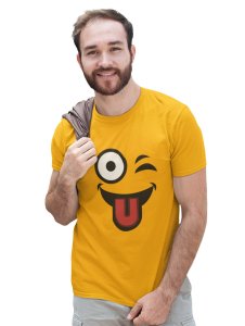 Left Eye Blink Emoji T-shirt (Yellow) - Clothes for Emoji Lovers - Suitable for Fun Events - Foremost Gifting Material for Your Friends and Close Ones
