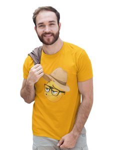 Pouting Emoji with Hat Printed T-shirt (Yellow) - Clothes for Emoji Lovers - Suitable for Fun Events - Foremost Gifting Material for Your Friends and Close Ones