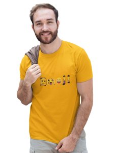 Emoji Pattern in Alphabets Printed T-shirt (Yellow) - Foremost Gifting Material for Your Friends and Close Ones