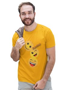 Triplets Emojis T-shirt (Yellow) - Clothes for Emoji Lovers - Suitable for Fun Events - Foremost Gifting Material for Your Friends and Close Ones