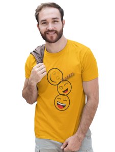 Triplets White Faced Emojis T-shirt (Yellow) - Clothes for Emoji Lovers - Suitable for Fun Events - Foremost Gifting Material for Your Friends and Close Ones