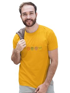 Five Colour Shaded Shapes Emojis T-shirt (Yellow) - Clothes for Emoji Lovers - Suitable for Fun Events - Foremost Gifting Material for Your Friends and Close Ones