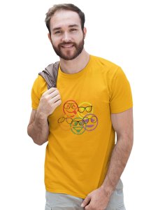 Scribbled Five different Emojis T-shirt (Yellow) - Clothes for Emoji Lovers - Suitable for Fun Events - Foremost Gifting Material for Your Friends and Close Ones